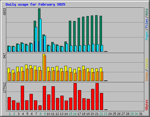 Daily usage for February 2025